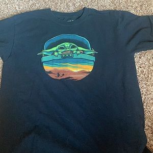 2 Star Wars Yoda t-shirts, Womens S, Childrens XL, black and green.